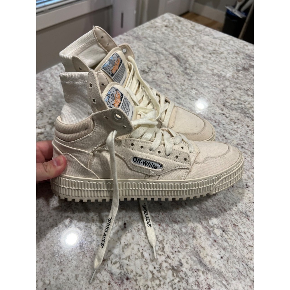 Off-White Off-Court 3.0 High Top Sneakers Cream Canvas Mens‎ 7 Womens 9 EU 40